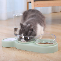 Double Bowl Type Feeder Drinking Fountain Food Dish Bowl for Pet